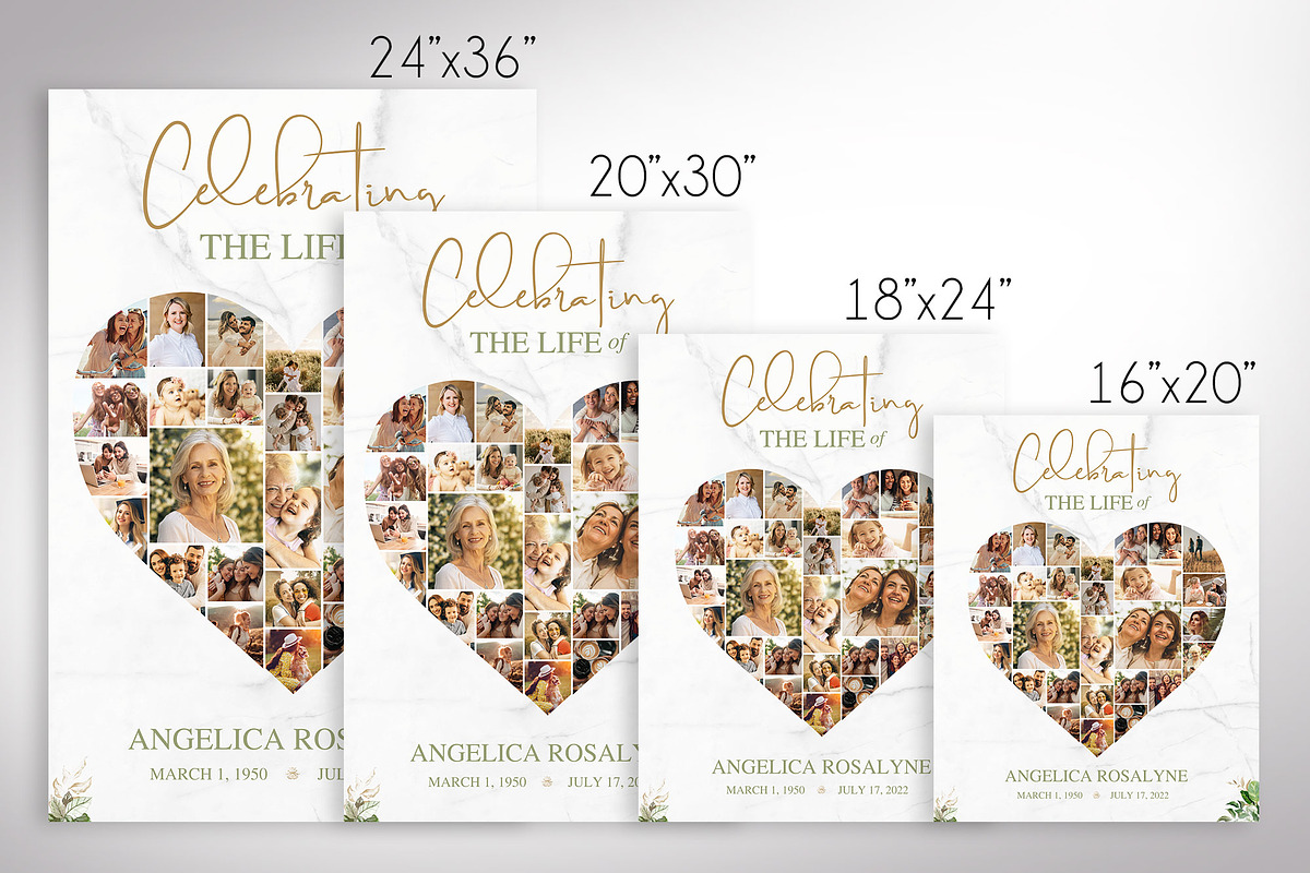 Funeral Photo Collage Poster Template