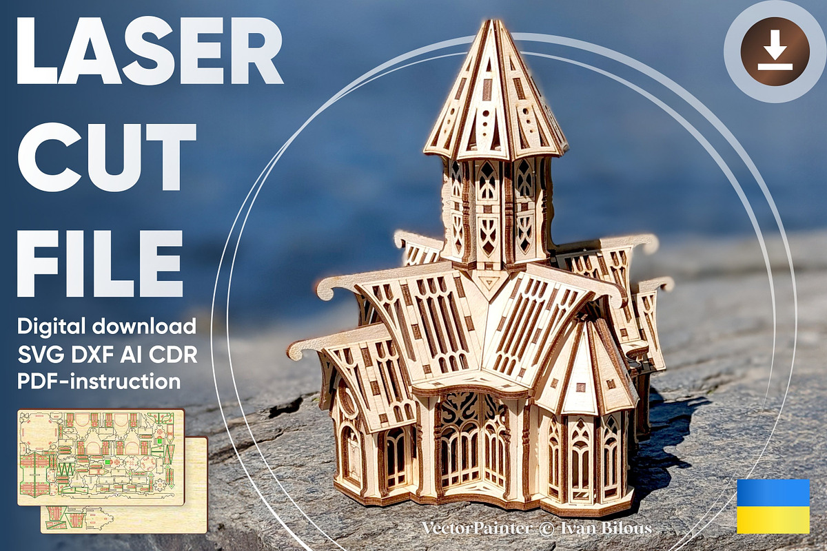 Gothic Castle Church - Laser Project, an Object Graphic by VectorPainter (Photo 1 of 12)