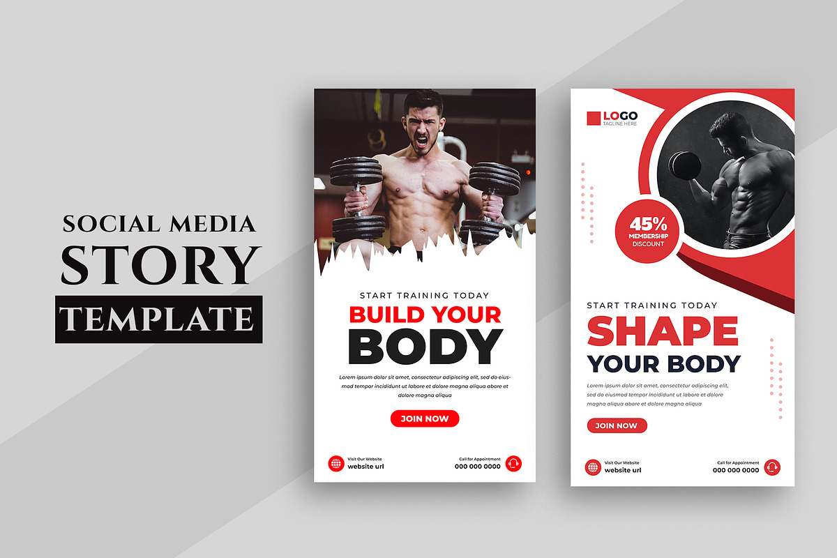 Fitness Gym Social Media Stories, a Social Media Template by nandinigraphics