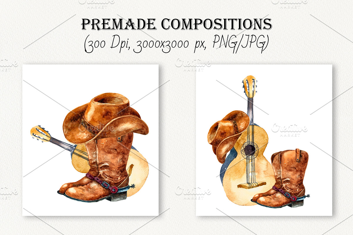 Western watercolor clipart, an Illustration by Vikeriya (Photo 3 of 6)
