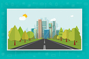 City Buildings Landscape Vector Set, an Illustration by vladwel (Thumbnail 4 of 6)