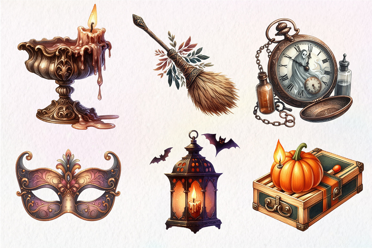 1920 Vintage Halloween Clipart, an Illustration by Dream Creation (Photo 3 of 7)