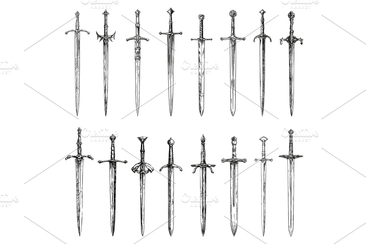 Medieval swords sketch style, an Object Illustration by Valerie Bodnar