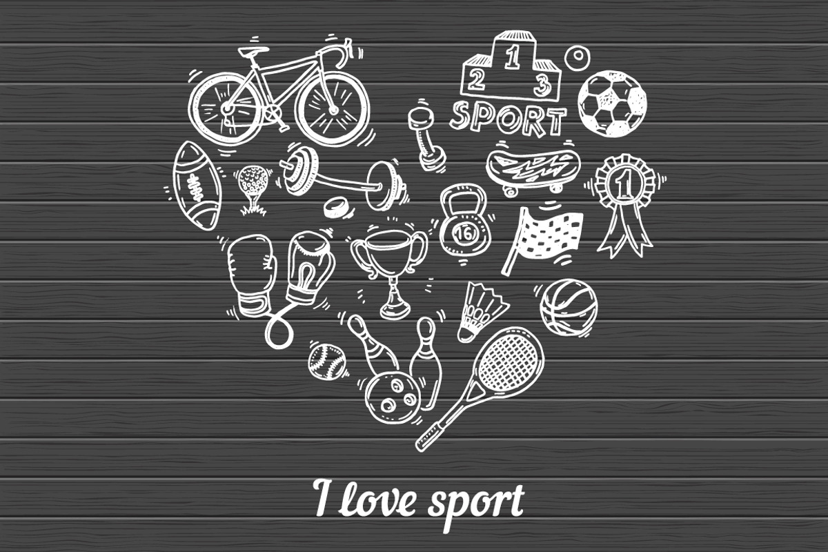 Hand drawn sport doodle set +bonus, an Illustration by Hala (Photo 2 of 5)