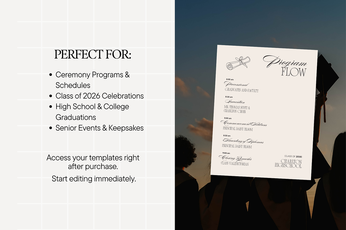 Graduation Ceremony Program Template, a Stationery Template by Anna ...