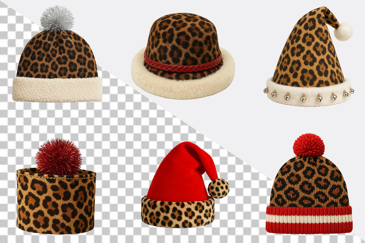 Christmas Leopard Santa Hat Clipart, an Illustration by SVGArt (Photo 6 of 8)