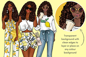 Girls In Lemon Print - Dark Skin