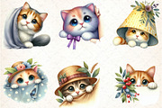 Watercolor Peeking Cat PNG Clipart, an Illustration by DreamCafeArt (Thumbnail 3 of 7)