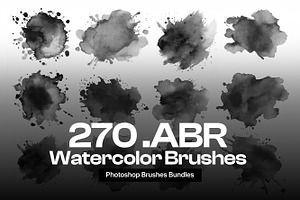270 Watercolor Brushes for Photoshop