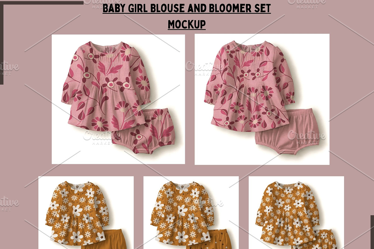 Baby Blouse and Bloomer Set Mockup, a Hoody Mockup by Nora Gad (Photo 9 of 21)