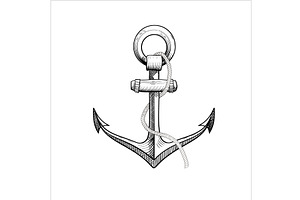 Vector hand drawn nautical anchor., an Object Illustration by piter.goskov