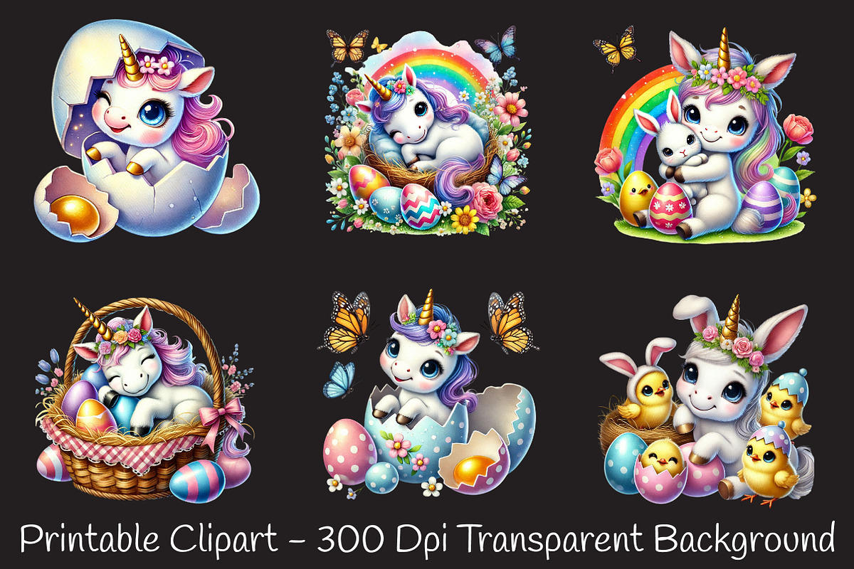 Newborn unicorn Easter Day Png, an Illustration by RobertsArt (Photo 3 of 7)