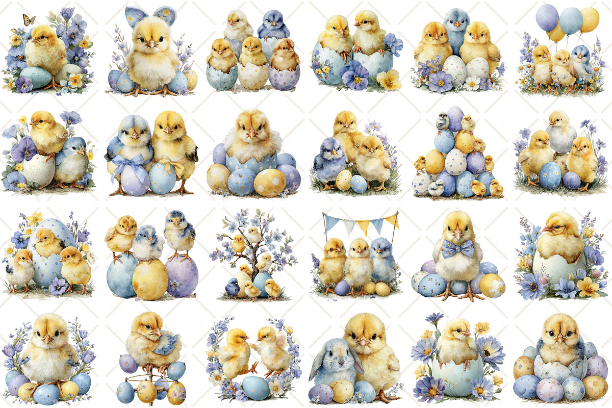 Whimsical Easter Chick Clipart, an Illustration by Black Bird Studio (Photo 2 of 5)