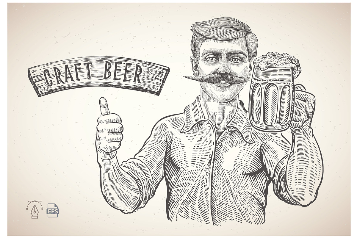 Brewer with mug beer, a Food Illustration by Countryside life (Photo 4 of 8)
