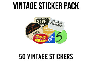 VINTAGE STICKER PACK - 50 STICKERS, an Object Graphic by Stockpile Gallery