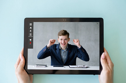 video meeting business success employee on tablet, a Business Photo by Photo Drive Studio