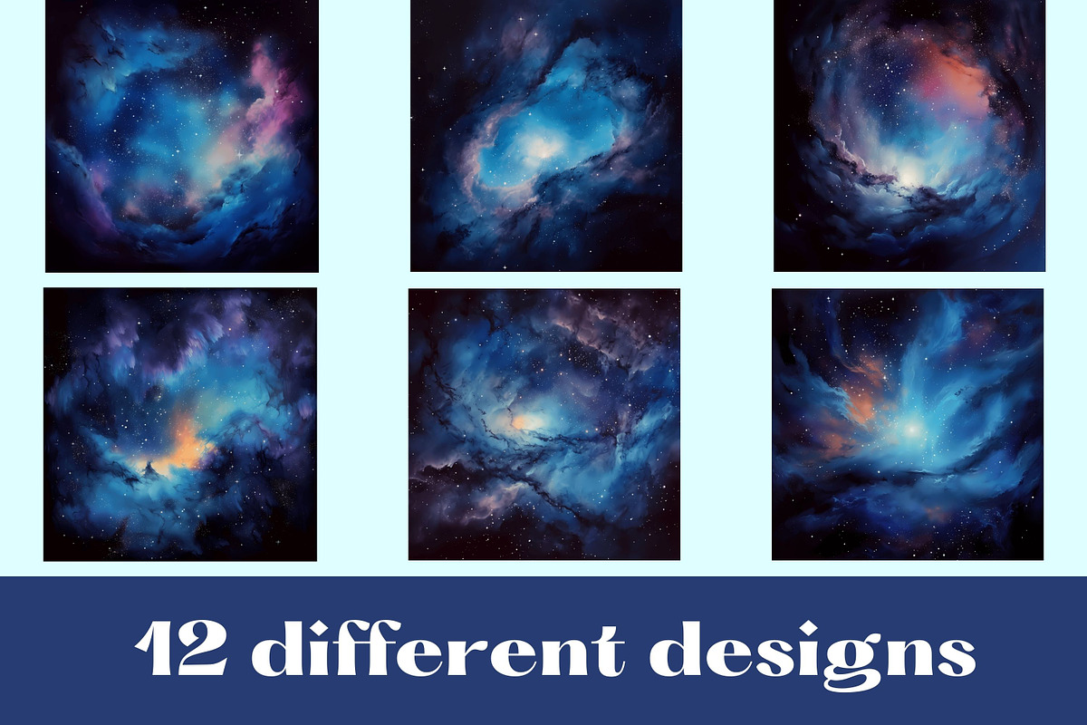 BLUE GALAXIES space backgrounds, a Background Graphic by Mermaids Cove (Photo 2 of 9)