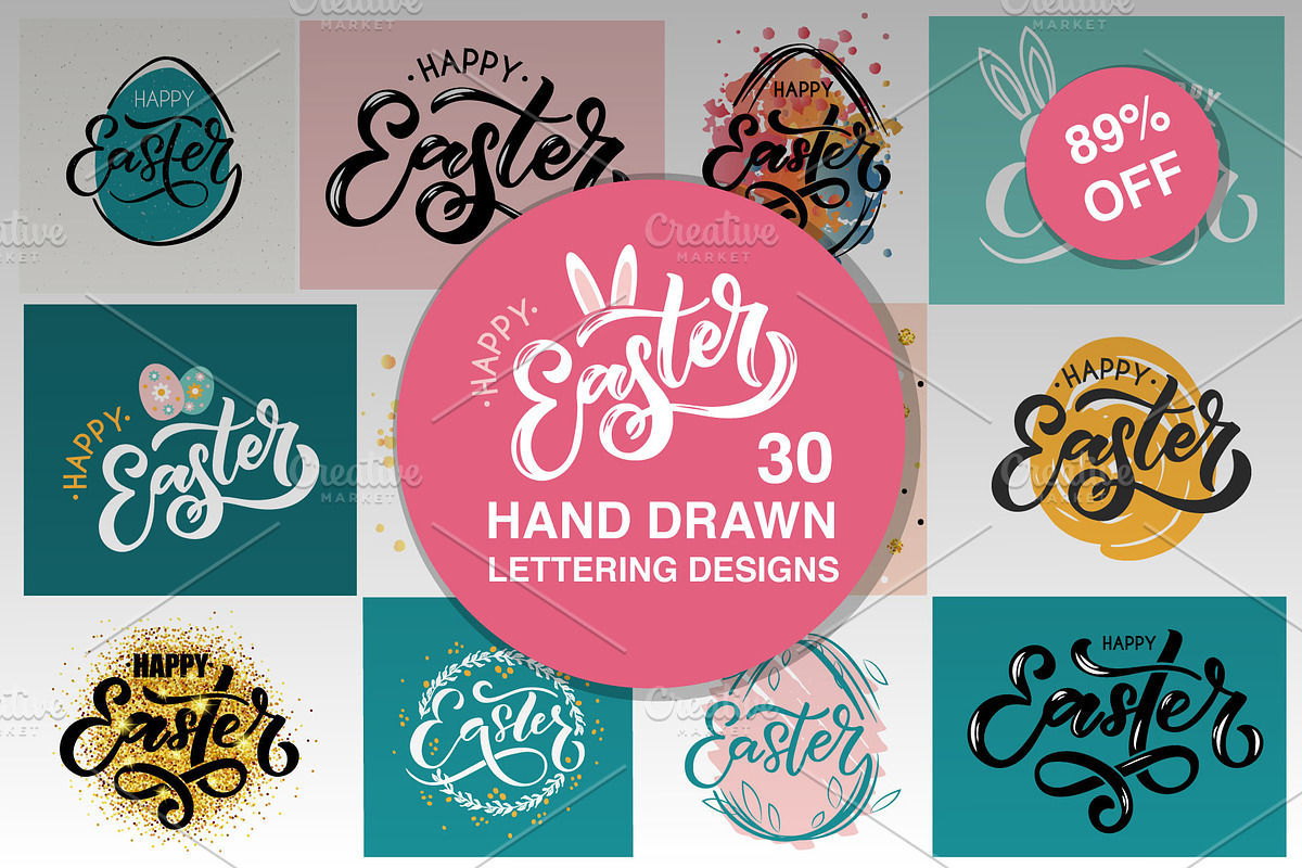 Easter Hand Drawn Design Set, a Poster Template by Svetlana Kurako (Photo 1 of 7)