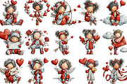 Whimsical Cupid Valentine Clipart, an Illustration by Designking (Thumbnail 3 of 5)