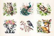 Floral Animals Clipart, Spring Clipa, an Illustration by DreamArtGraphic (Thumbnail 3 of 5)