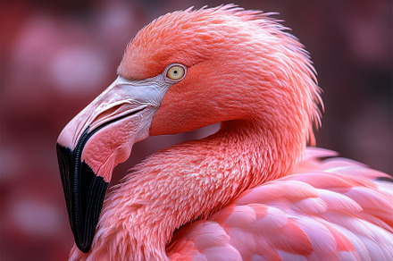 Vibrant flamingo with striking pink, a Photo by Tanuart