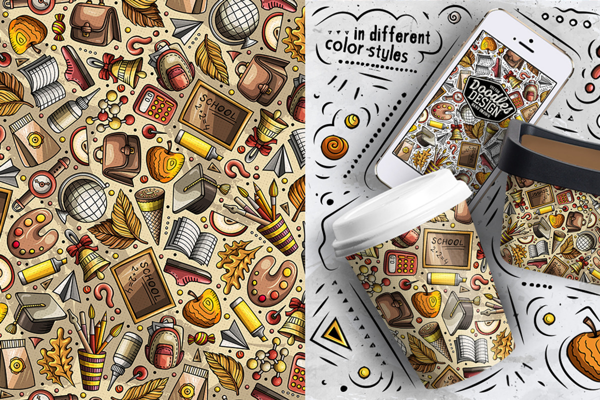 7 School Cartoon Seamless Patterns, a Pattern Graphic by BALABOLKA (Photo 7 of 8)