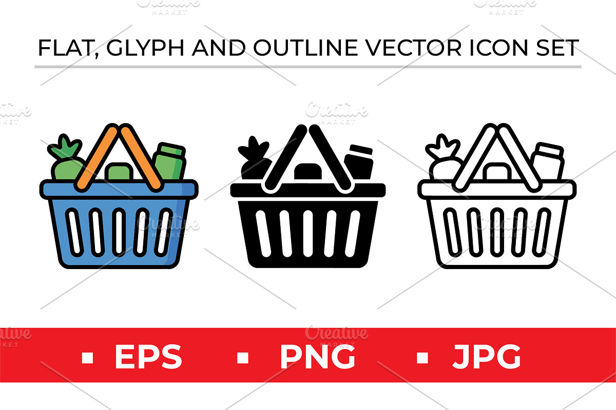 Shopping Basket Vector Icon Set, an Outline Icon by Artonix (Photo 1 of 2)