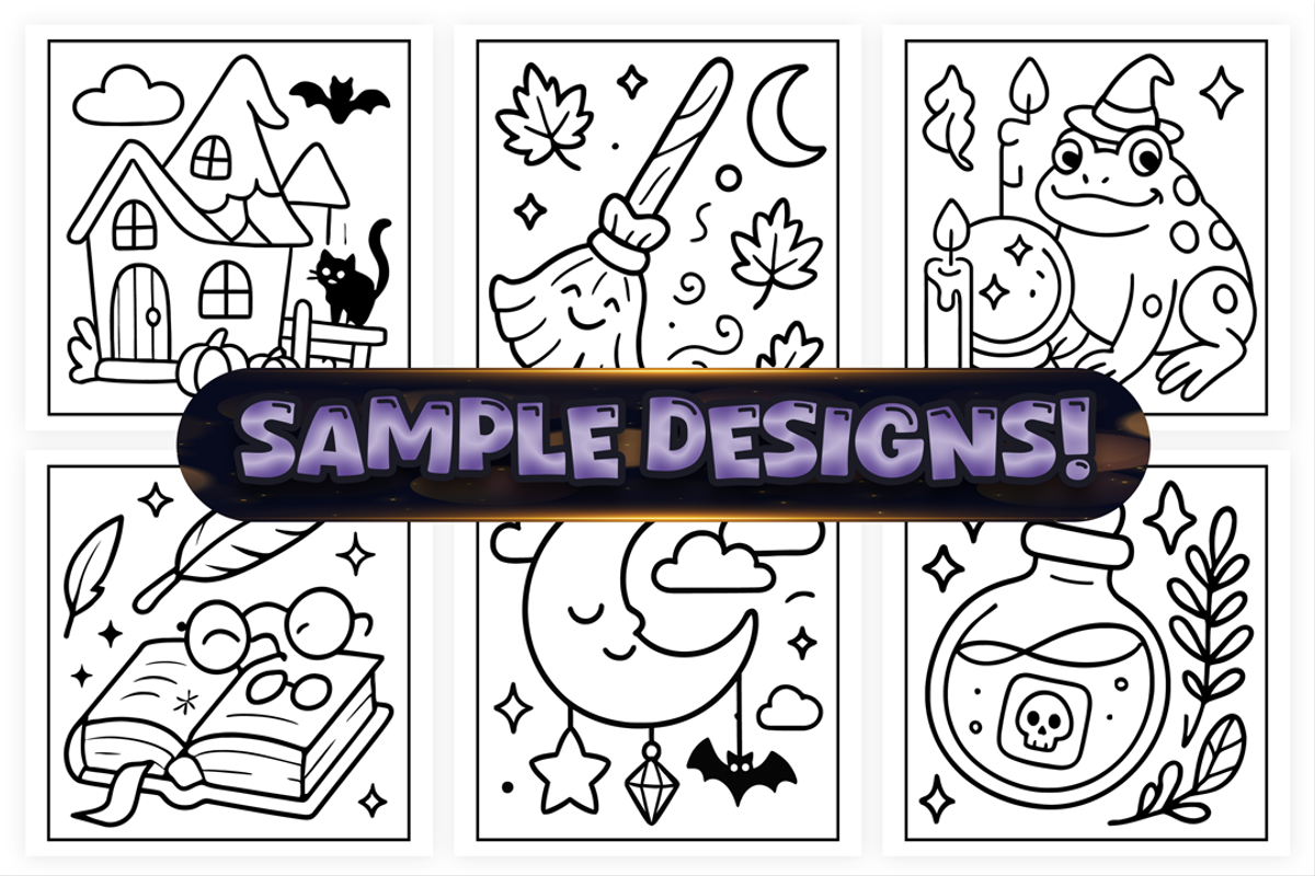 Bold Easy Witchy Vibes Coloring Page, a Seasonal Illustration by Craftsbeefy (Photo 3 of 4)