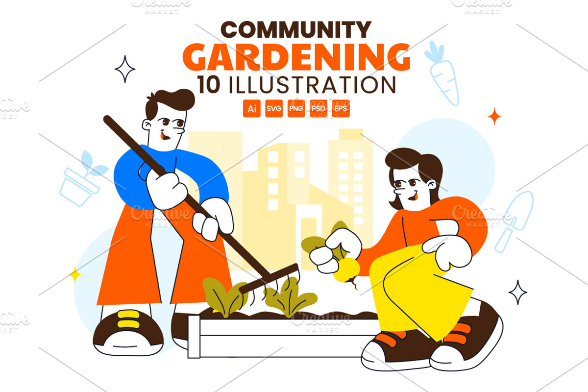 10 Community Gardening Illustration, an Object Illustration by denayunebgt (Photo 1 of 4)