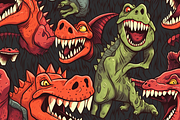 12 Seamless scary dinosaurs digital, a Pattern Graphic by ZaaxPrintables (Thumbnail 6 of 7)