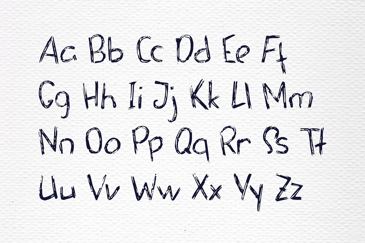 White Chalk Kid Scribbled Font, a Blackletter Font by RabbitAndPencil (Photo 4 of 10)