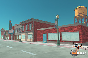 Small Town Main Street:Toon Low Poly