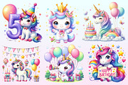 Unicorn Birthday Watercolor Clipart., a Graphic by CitraGraphics (Thumbnail 3 of 4)