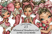 Whimsical Strawberry Girl Clipart, a Seasonal Illustration by CitraGraphics (Thumbnail 1 of 6)