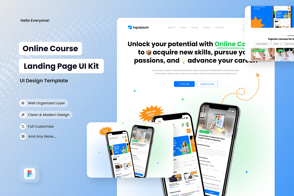 ProLearnify - Online Course Landing, a Landing Page Template by SquidPixey (Photo 1 of 5)