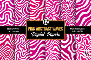 Pink Abstract Wavy Lines Paper, a Pattern Graphic by Creative Store