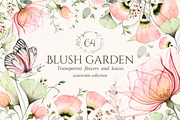 Transparent Blush Garden Watercolor, an Illustration by Akvarelldesign (Thumbnail 1 of 10)