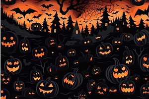 Halloween Pumpkin Forest Background