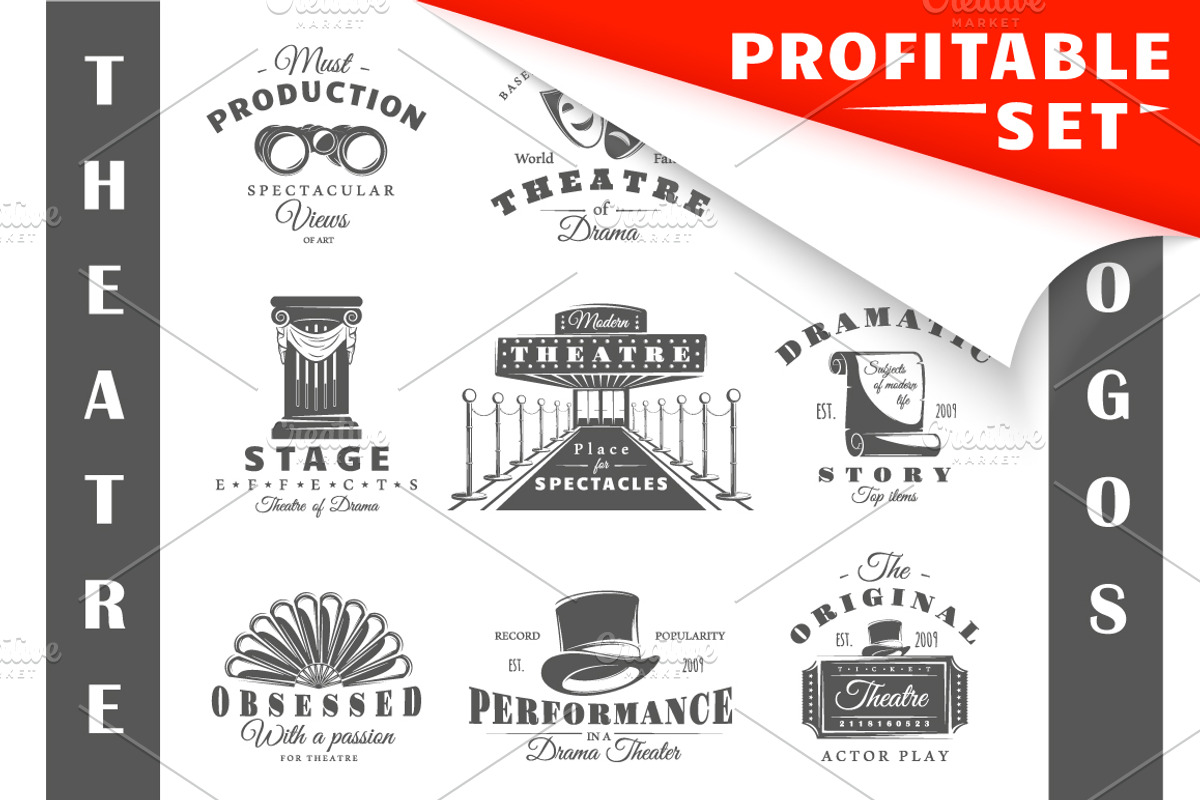 27 Theatre logos templates, a Branding & Logo Template by Art Design (Photo 1 of 38)