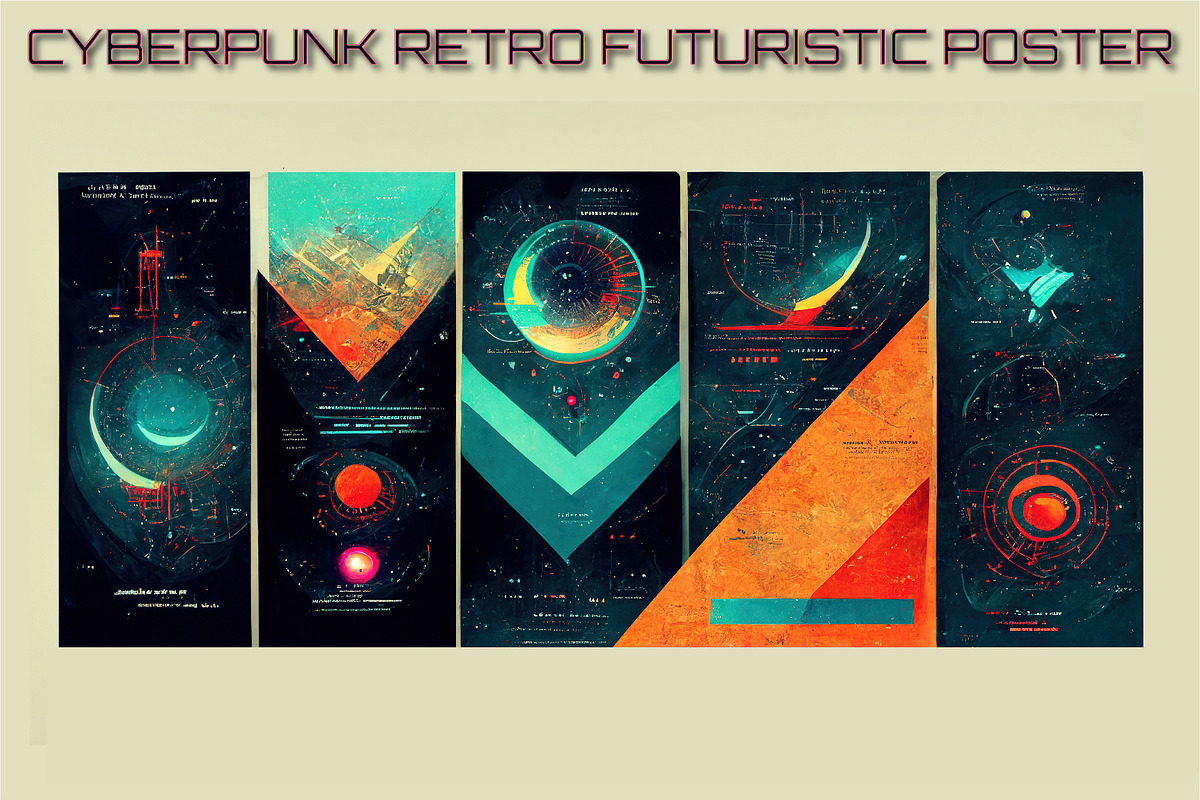 Cyberpunk retro futuristic poster, a Print Template by ZinetroN (Photo 6 of 10)