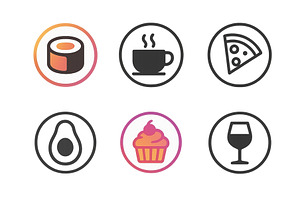 Collection of food icons featuring, a Food Illustration by ZinetroN