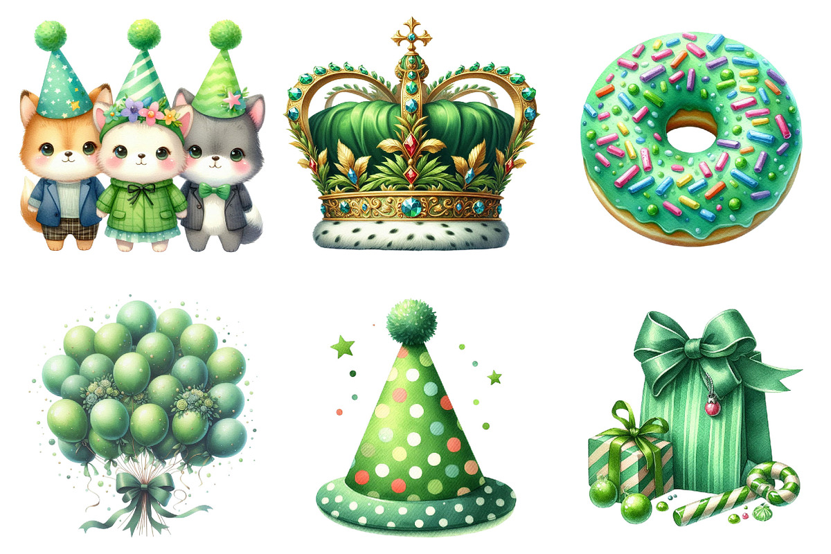 Kids Lime Green Birthday Clipart, a Graphic by CitraGraphics (Photo 3 of 4)