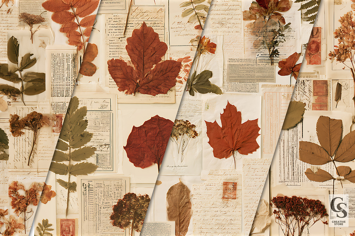 Fall Botanical Ephemera Backgrounds, a Pattern Graphic by Creative Store (Photo 2 of 5)