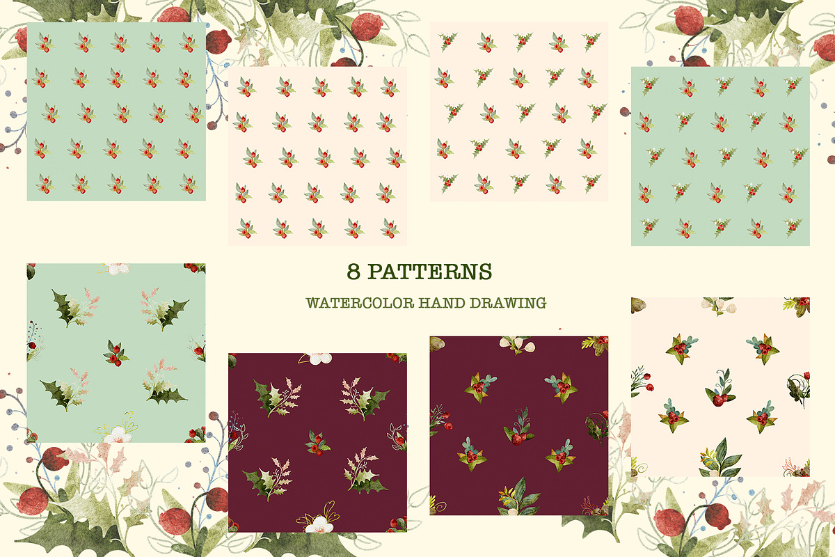 Christmas Botanical Watercolor, an Illustration by KlymchukArtworks (Photo 5 of 8)