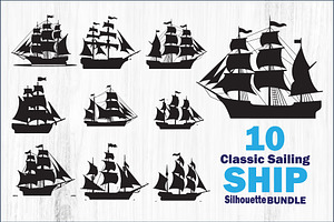 10 Classic Sailing Ship Vector Bundl, an Object Graphic by balal