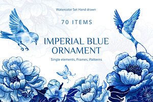 Imperial Blue Ornament – Watercolor, an Object Illustration by CreativeValuation
