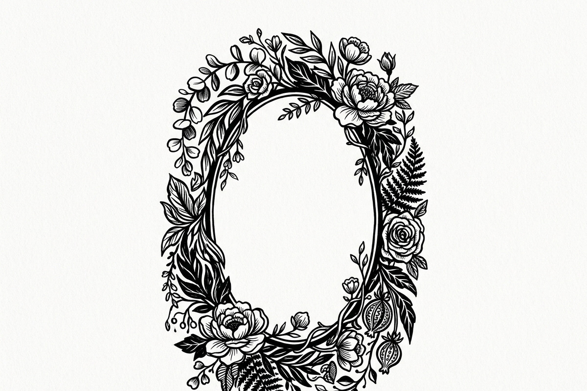 50 Elegant Floral Oval Mirror Frame, a Decorative Illustration by Amazin_art (Photo 20 of 26)