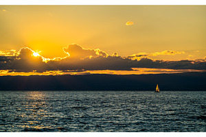 Lonely yacht on Lake Geneva at, a Nature Photo by Leonid Andronov
