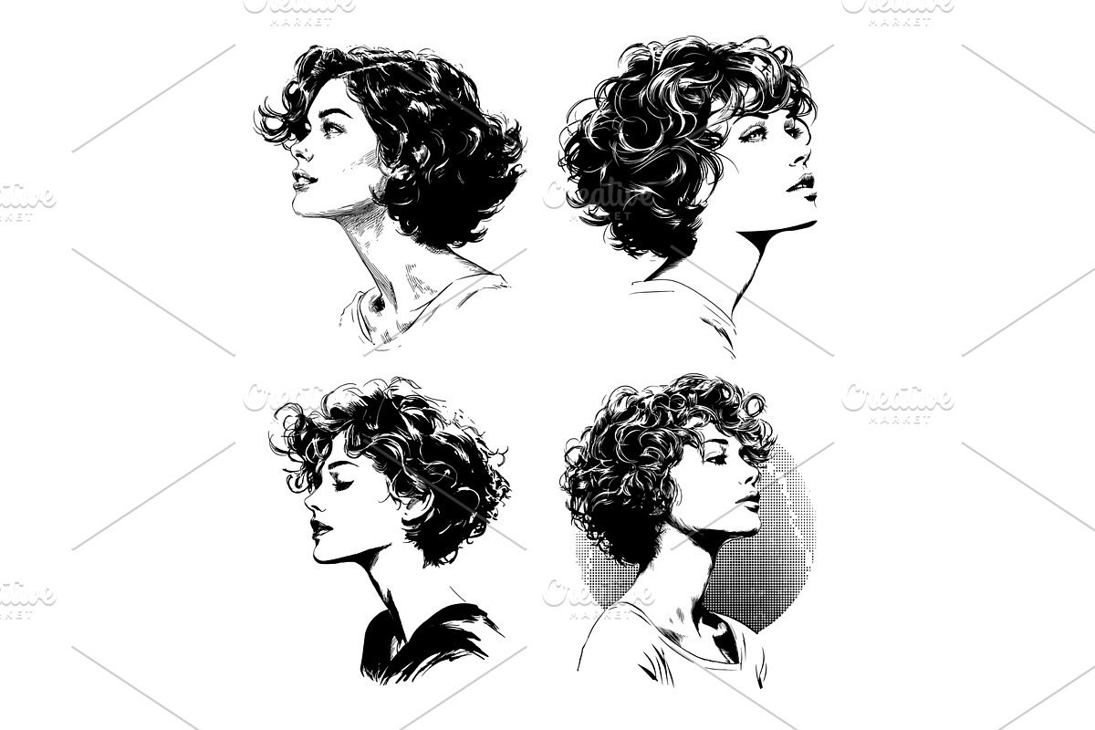 Woman portrait black ink sketch, an Object Illustration by Onyx
