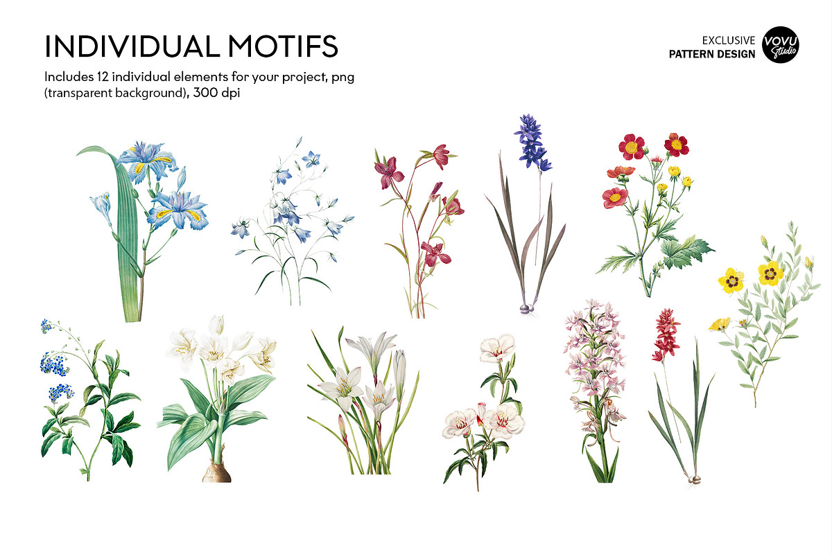 Summer flowers repeat pattern design, a Pattern Graphic by VOVU Studio (Photo 3 of 10)